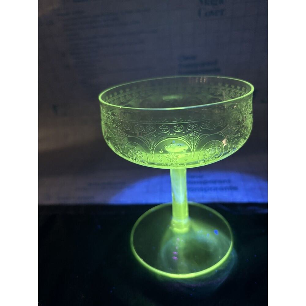Depression Era Glass Water Goblet Etched Depression Glass